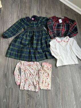Lot bundle Crewcut Girls' embroidered smocked top dress shirt pj XSmall